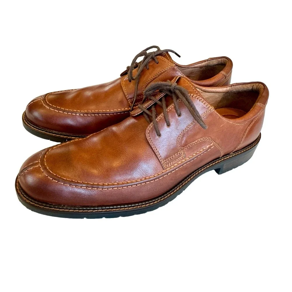 Johnston & Murphy Brown Leather Apron Toe Derby Shoes Men's 10.5 M Lace Up